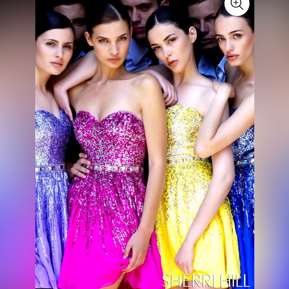 Sherri Hill 8413 Beaded Sweetheart Strapless Dress In Navy Blue (Sz10)